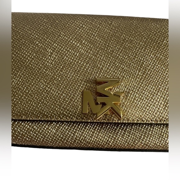 MICHAEL Michael Kors Mott Metallic Gold Textured Crossbody Wallet Bag - Picture 5 of 9